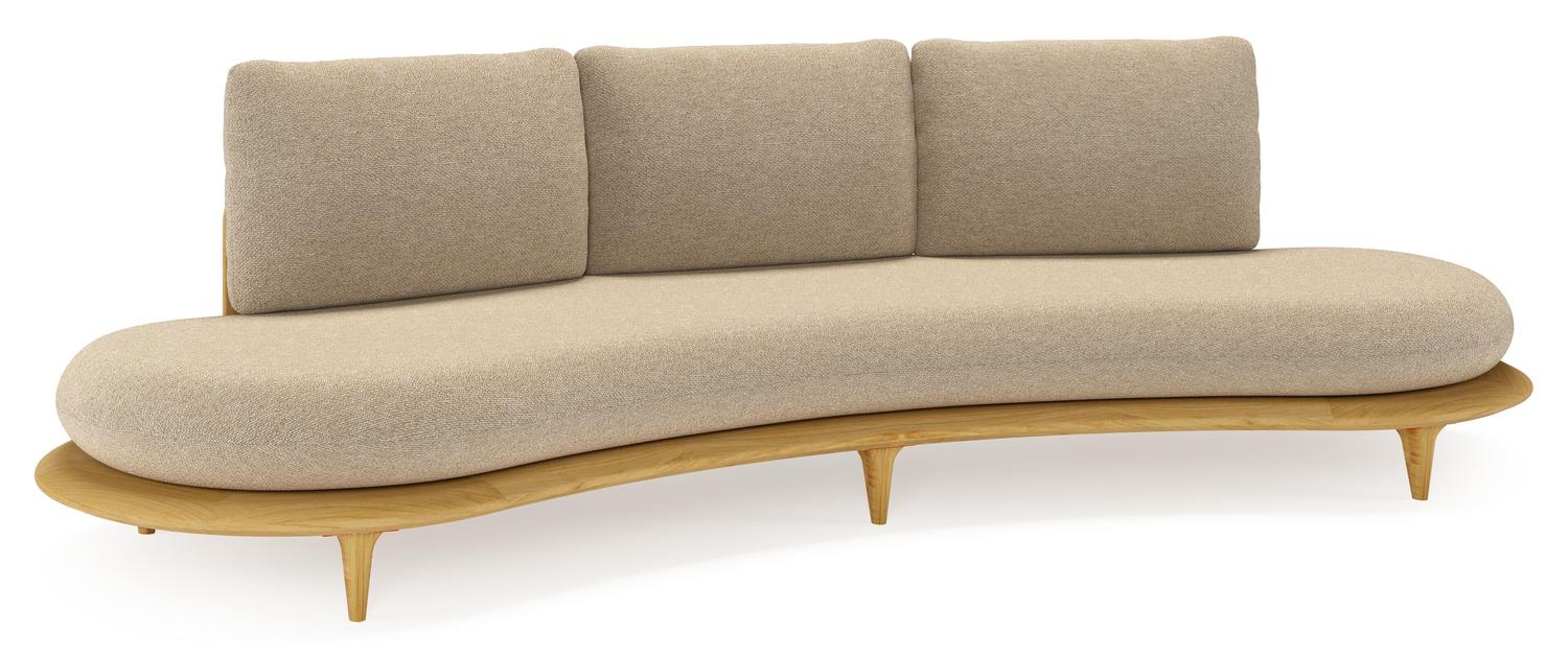 Bomero loungebank in teak met madagascar oak all weather cosytica kussen