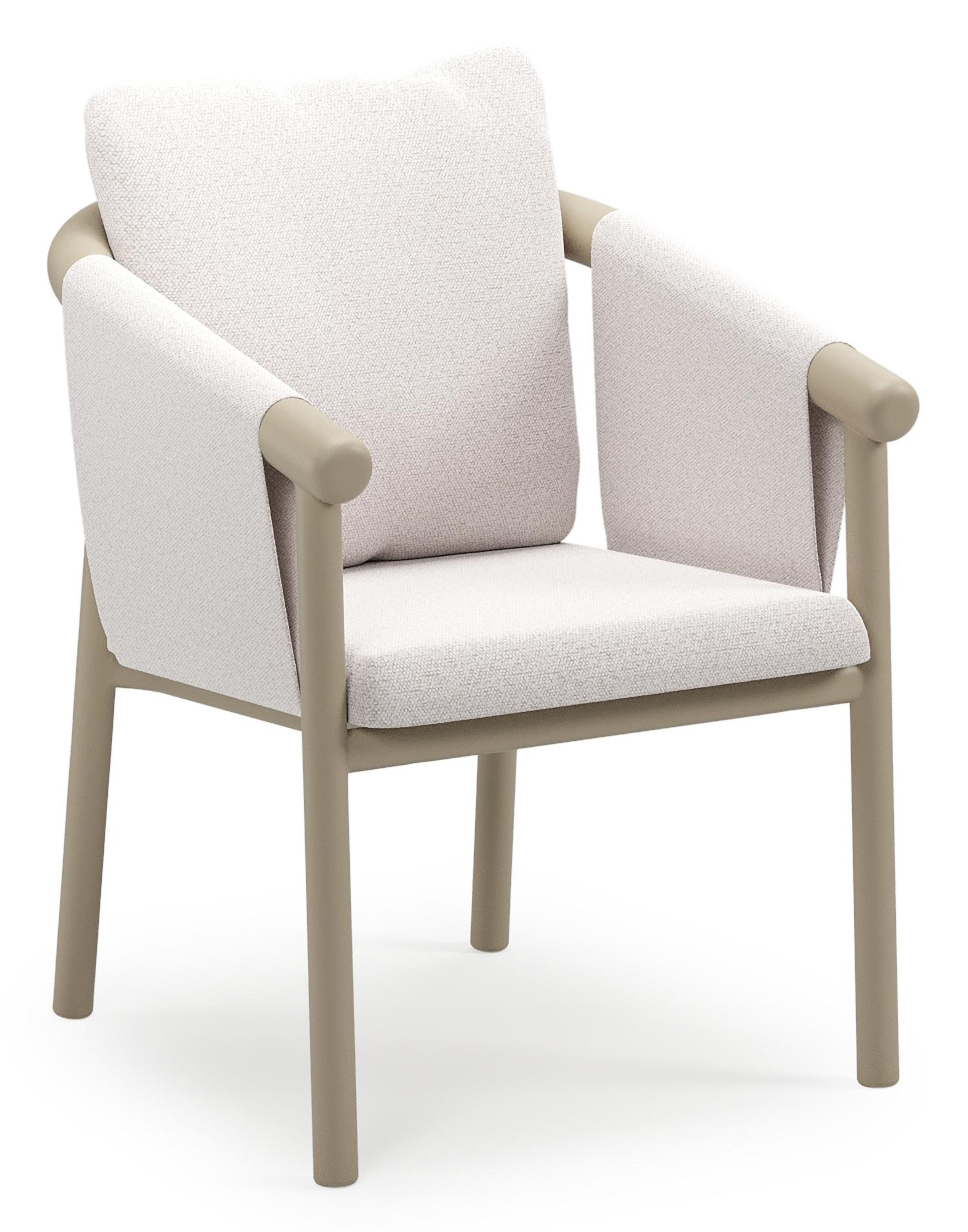 Amico stapelbare tuinstoel in beige aluminium met stoelkussen in All Weather Solica Ego Eggshell