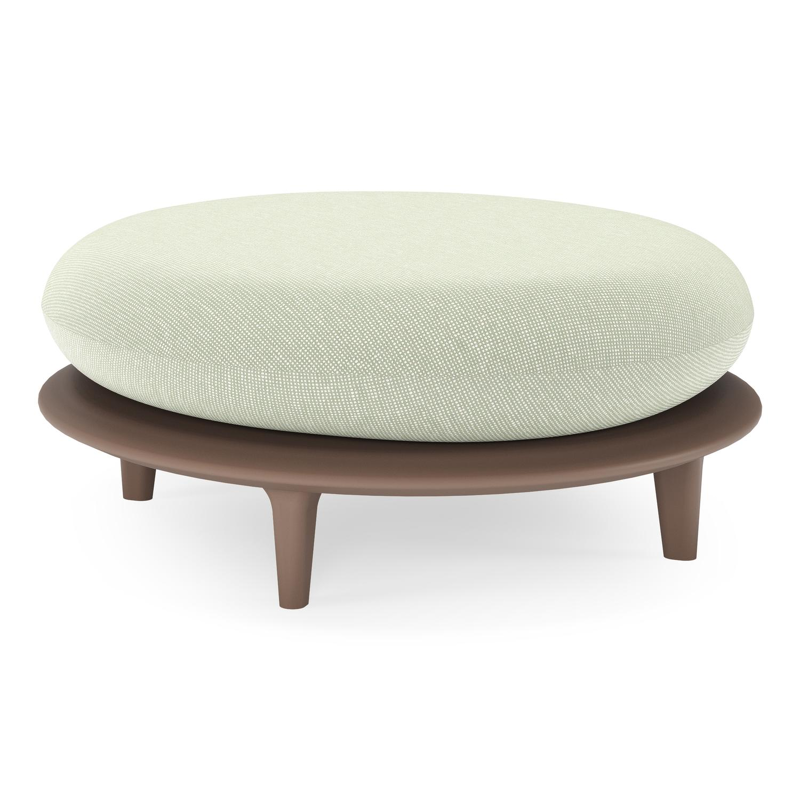 Bomero poef in taupe aluminium met slow spirea all weather sunbrella® luxe kussen