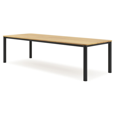 Orso tuintafel rechthoekig afgerond in zwart aluminium en teak - L 290 x B 110 x H 74.5 cm