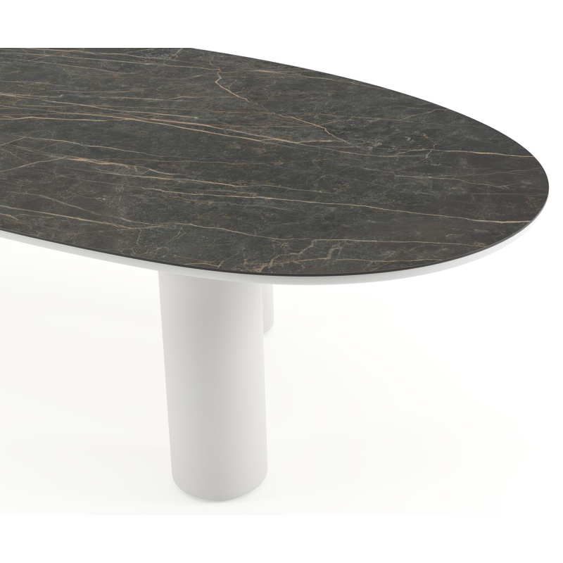 Amico tuintafel mango in wit aluminium en volkeramiek Black Obsession - L 320 x B 140 x H 73.5 cm