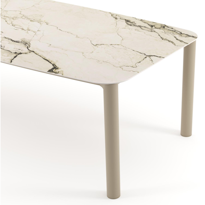 Orso tuintafel bootvorm in beige aluminium en volkeramiek Colorado Dunes - L 255 x B 115 x H 74.5 cm