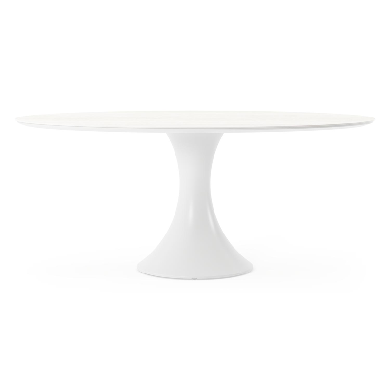 Fano tuintafel ovaal in wit aluminium en volkeramiek calista - L 180 x B 110 x H 75 cm