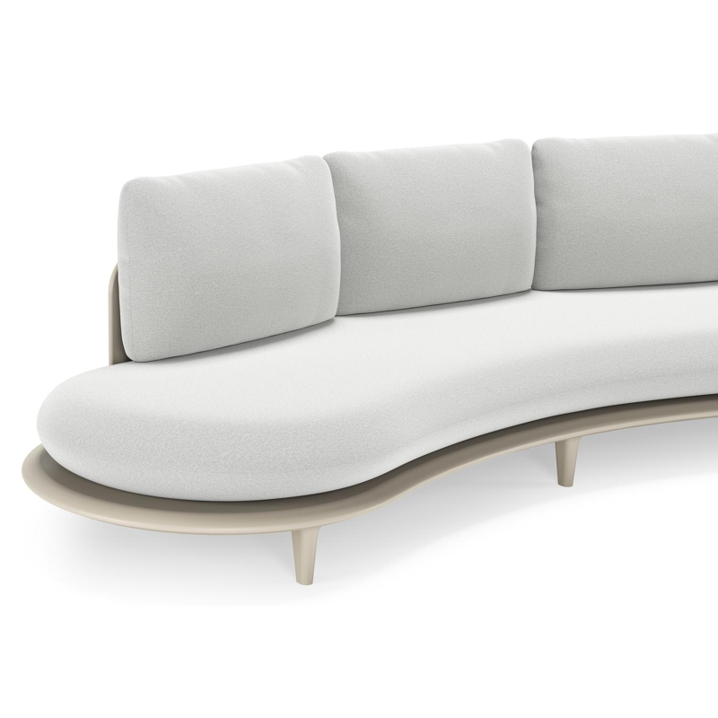 Bomero loungeset in beige aluminium met natte grey chine all weather sunbrella® luxe kussen