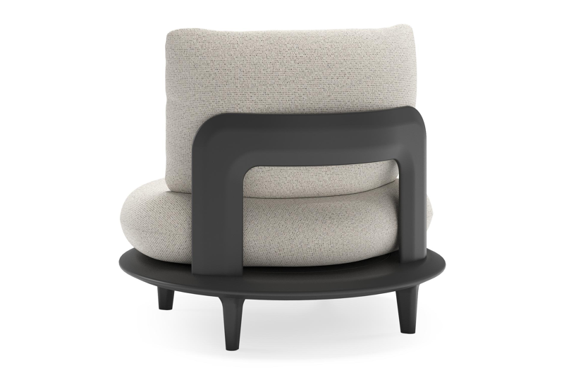 Fauteuil de jardin Bomero en aluminium noir et coussins en all weather solica firenze natural