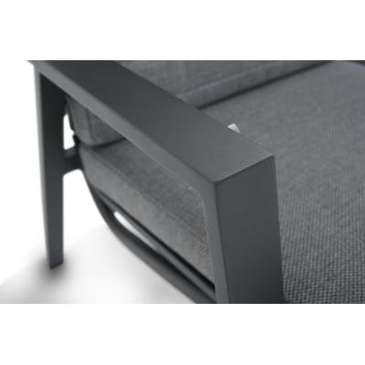 Prato loungeset in zwart aluminium met grijs weather+ textilene kussens