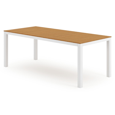 Ensemble de jardin Toma en aluminium blanc et polywood avec 6 chaises de jardin Bahia