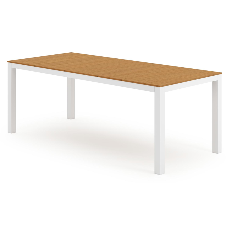 Table de jardin Toma en aluminium blanc et polywood - Lg 200 x Larg. 90 x H 72 cm