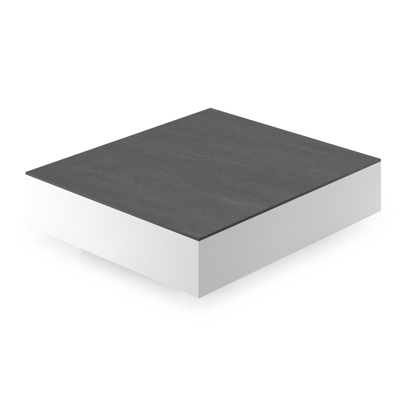 Como loungetafel rechthoekig in wit aluminium en volkeramiek Basalt Black - L 70 x B 80 x H 20 cm