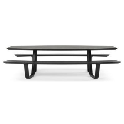 Forno picknicktafel bootvorm in zwart aluminium en volkeramiek calatorao tafelblad - L 280 x B 192 x 72 cm