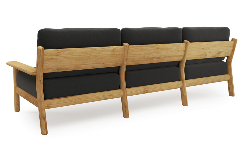 Amaro loungeset in teak met natte sooty all weather sunbrella® luxe kussen