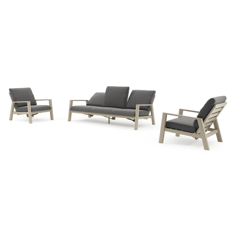 Cirello loungeset in beige aluminium met savane tornado all weather sunbrella® luxe kussens