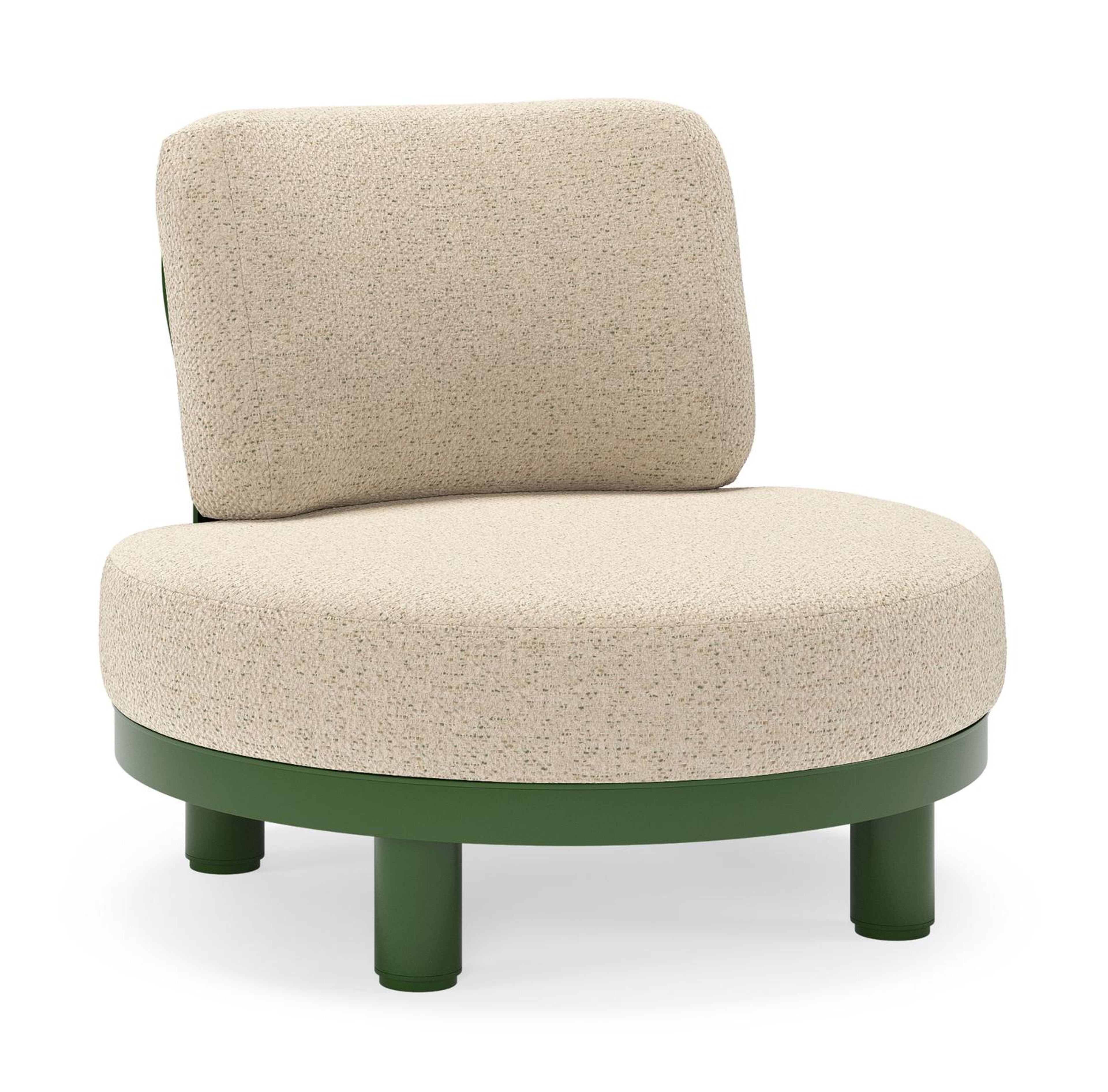 Fauteuil de jardin Donato en aluminium vert et coussins en all weather cosytica Bora Forest