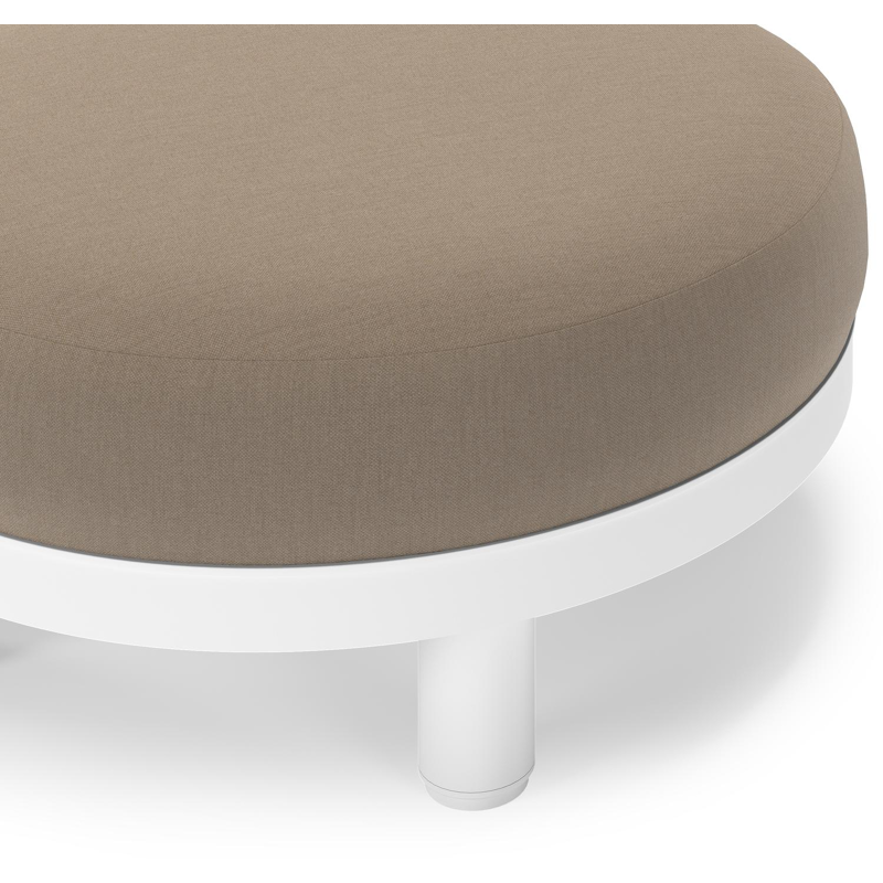 Donato lounge poef in wit aluminium met All Weather Sunbrella® Luxe Natte Heather Grey kussen