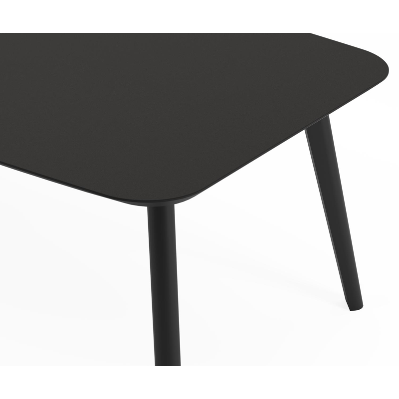 Ensemble de jardin Mosa en aluminium noir et sintered stone notte minerale avec 8 chaises de jardin empilable Berga