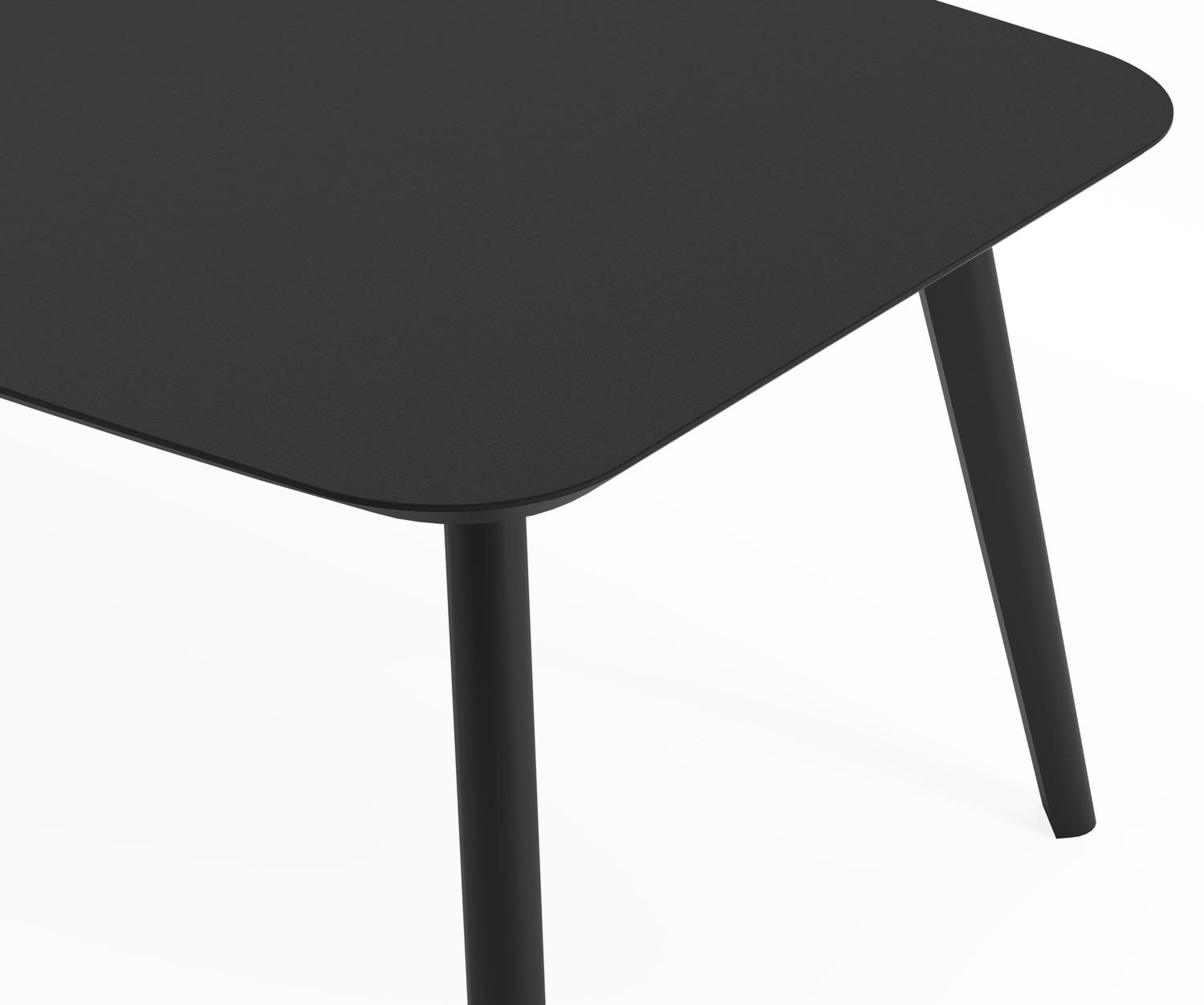 Ensemble de jardin Mosa en aluminium noir et sintered stone notte minerale avec 8 chaises de jardin empilable Berga