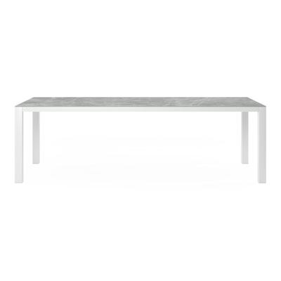 Como tuintafel in wit aluminium en volkeramiek zaha stone - L 240 x B 100 x H 76 cm