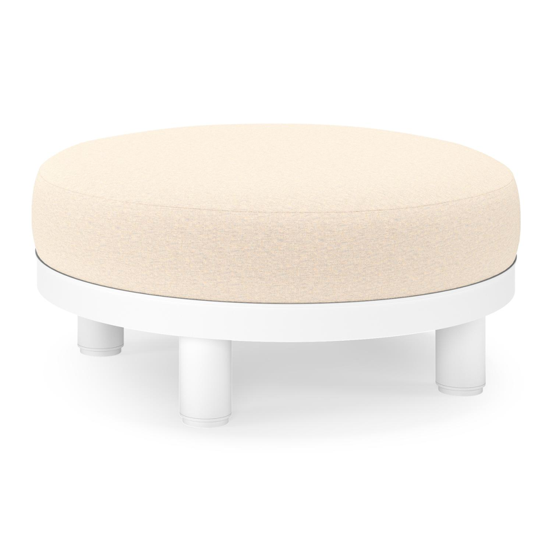 Donato lounge poef in wit aluminium met All Weather Sunbrella® Luxe Heritage Papyrus kussen