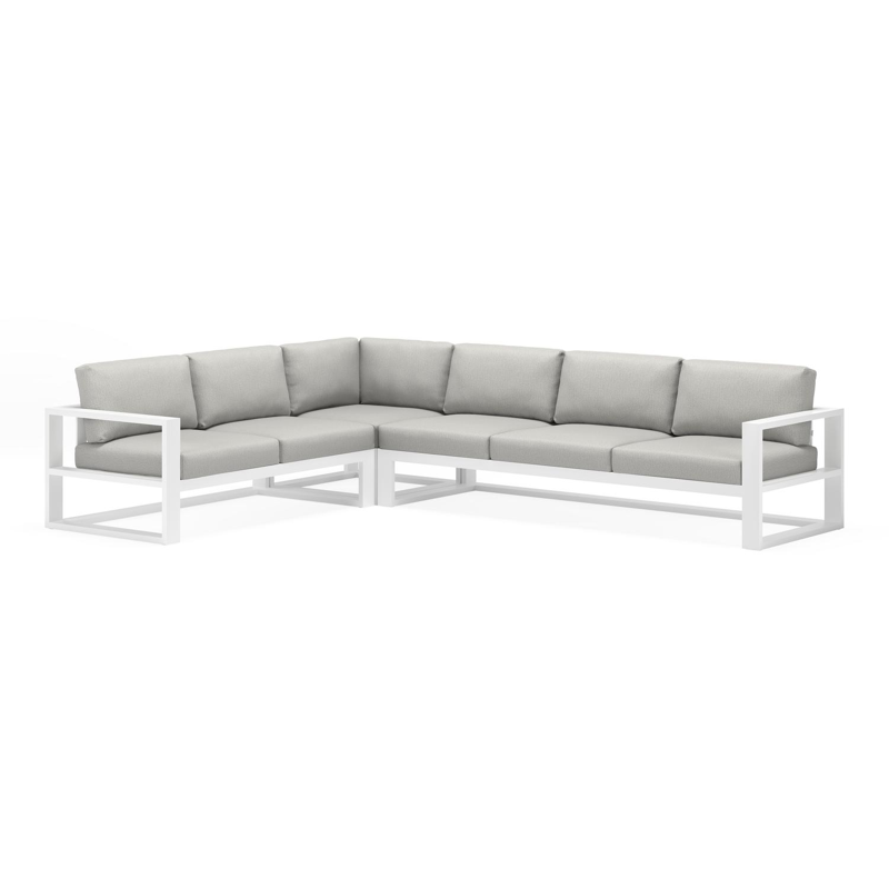 Verato loungehoek in wit aluminium met savane nimbus all weather sunbrella® luxe kussen