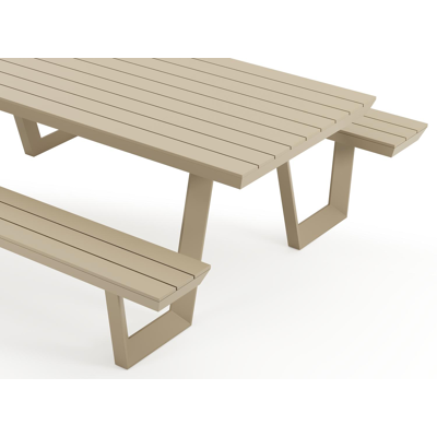 Altura picknicktafel rond in beige aluminium - L 220 x B 174 x H 74.5 cm