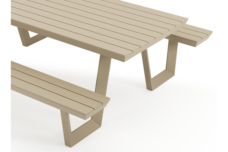 Altura picknicktafel rond in beige aluminium - L 220 x B 174 x H 74.5 cm