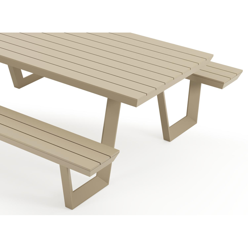Altura picknicktafel rond in beige aluminium - L 220 x B 174 x H 74.5 cm