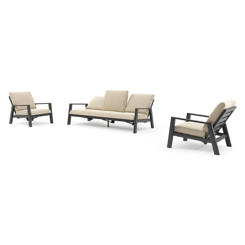 Cirello loungeset in zwart aluminium met soul papyrus all weather solica kussen