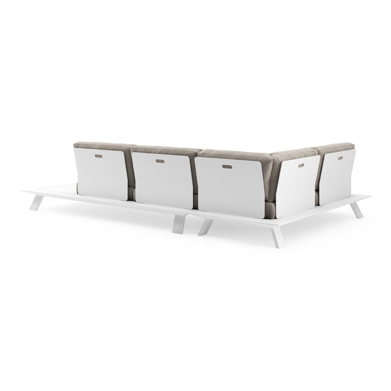 Cesano loungehoek in wit aluminium met savane coconut all weather Sunbrella® luxe kussen