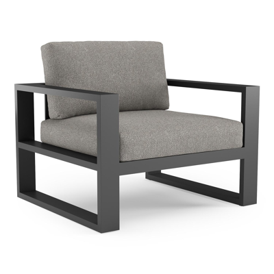 Verato loungestoel in zwart aluminium met tundra charcoal all weather sunbrella® luxe kussen