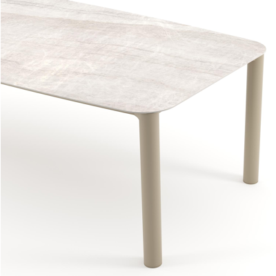 Orso tuintafel bootvorm in beige aluminium en volkeramiek Taj Mahal - L 255 x B 115 x H 74.5 cm