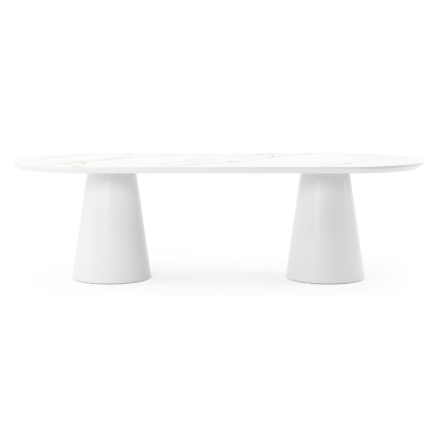 Donato tuintafel in wit aluminium en volkeramiek calacatta - L 260 x B 100 x H 74 cm