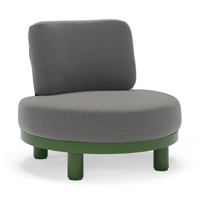 Donato loungestoel in groen aluminium met all weather sunbrella® luxe Natte Charcoal Chine kussen