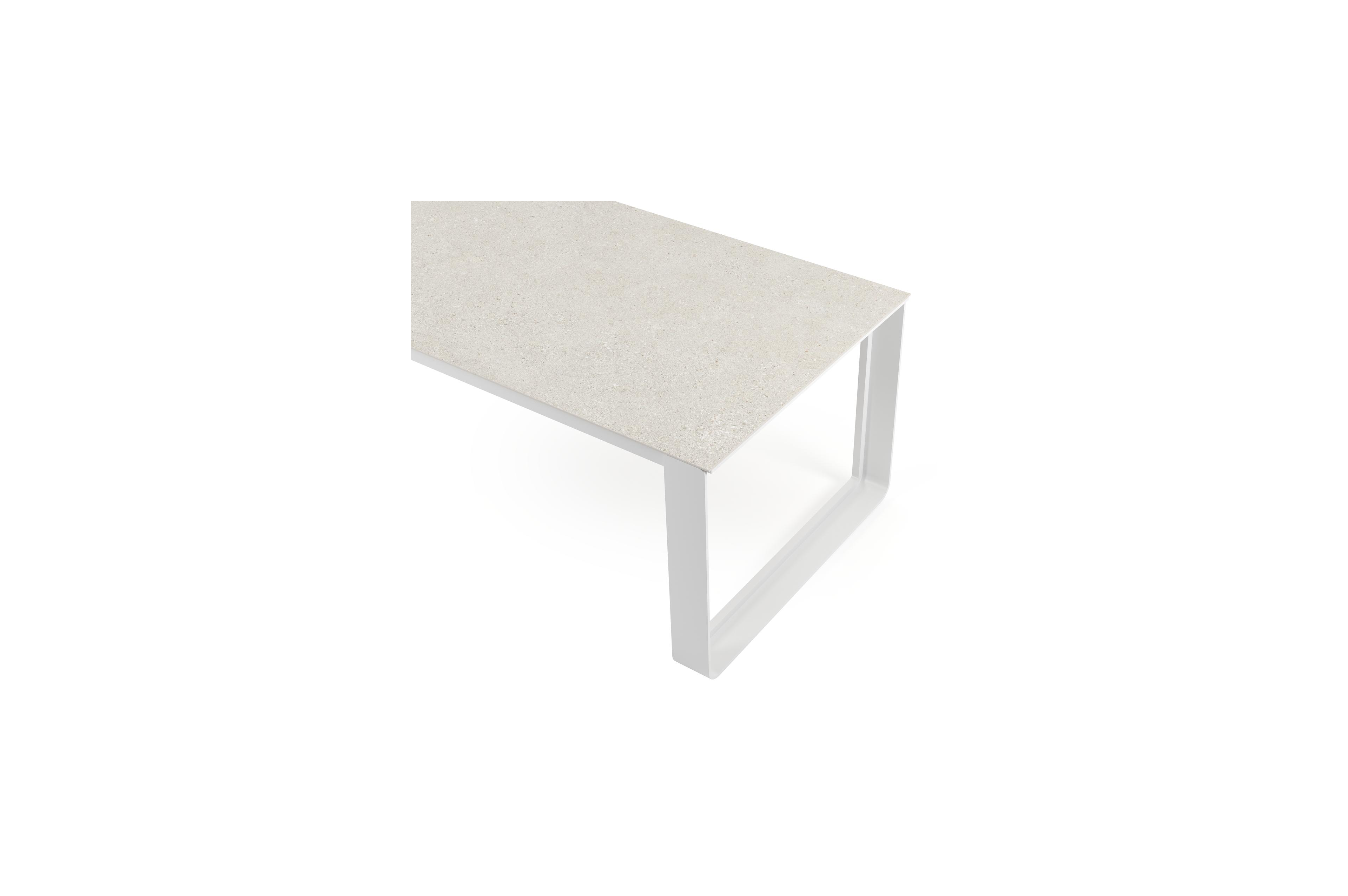 Atessa tuintafel in wit aluminium en volkeramiek shilin - L 240 x B 100 x H 75 cm