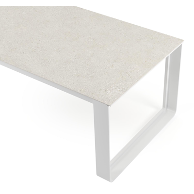 Atessa tuintafel in wit aluminium en volkeramiek shilin - L 240 x B 100 x H 75 cm