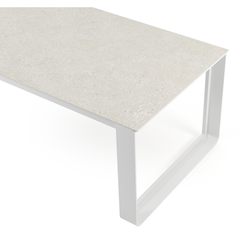 Atessa tuintafel in wit aluminium en volkeramiek shilin - L 240 x B 100 x H 75 cm