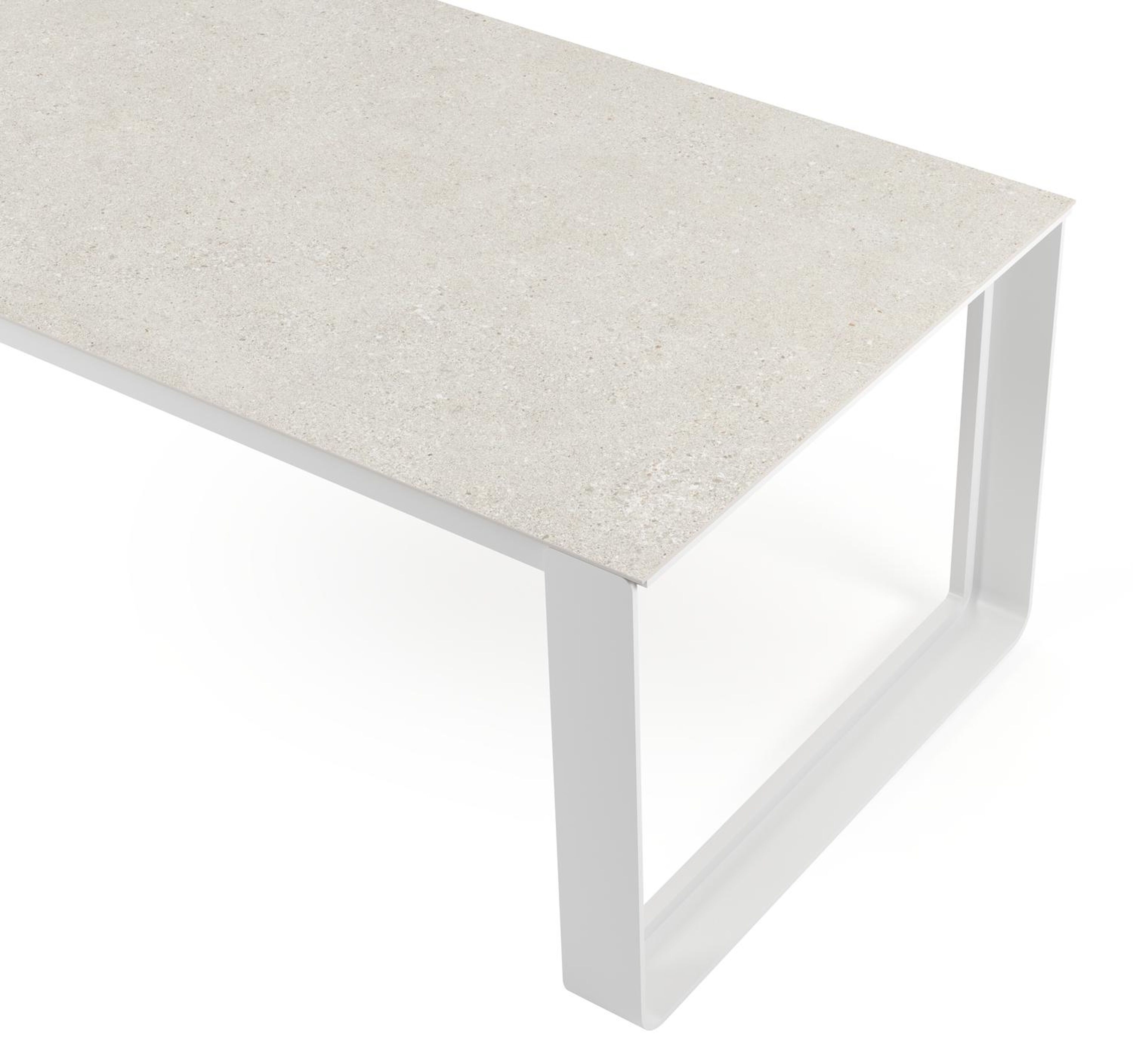 Atessa tuintafel in wit aluminium en volkeramiek shilin - L 240 x B 100 x H 75 cm