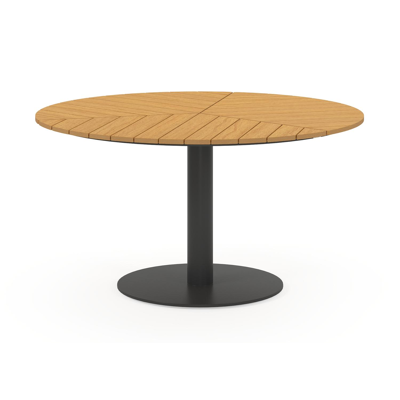 Lagos tuinset in zwart aluminium en naturel polywood tafelblad met 6 stapelbare Bahia tuinstoelen