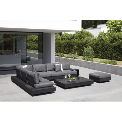 Table basse Tufo en aluminium noir - Lg 156 x larg. 98 x H 23,8 cm