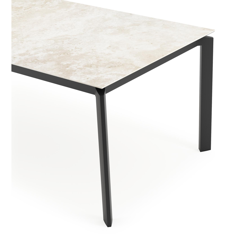 Table de jardin rectangulaire Cirello en aluminium noir et céramique pleine Rapolano Lg. 240 x Lrg. 100 cm