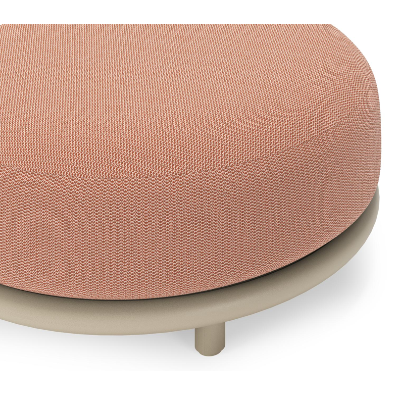 Lomano poef in beige aluminium en beige verticaal geweven luxe vlakke rope met Lopi Fawn all weather sunbrella® luxe