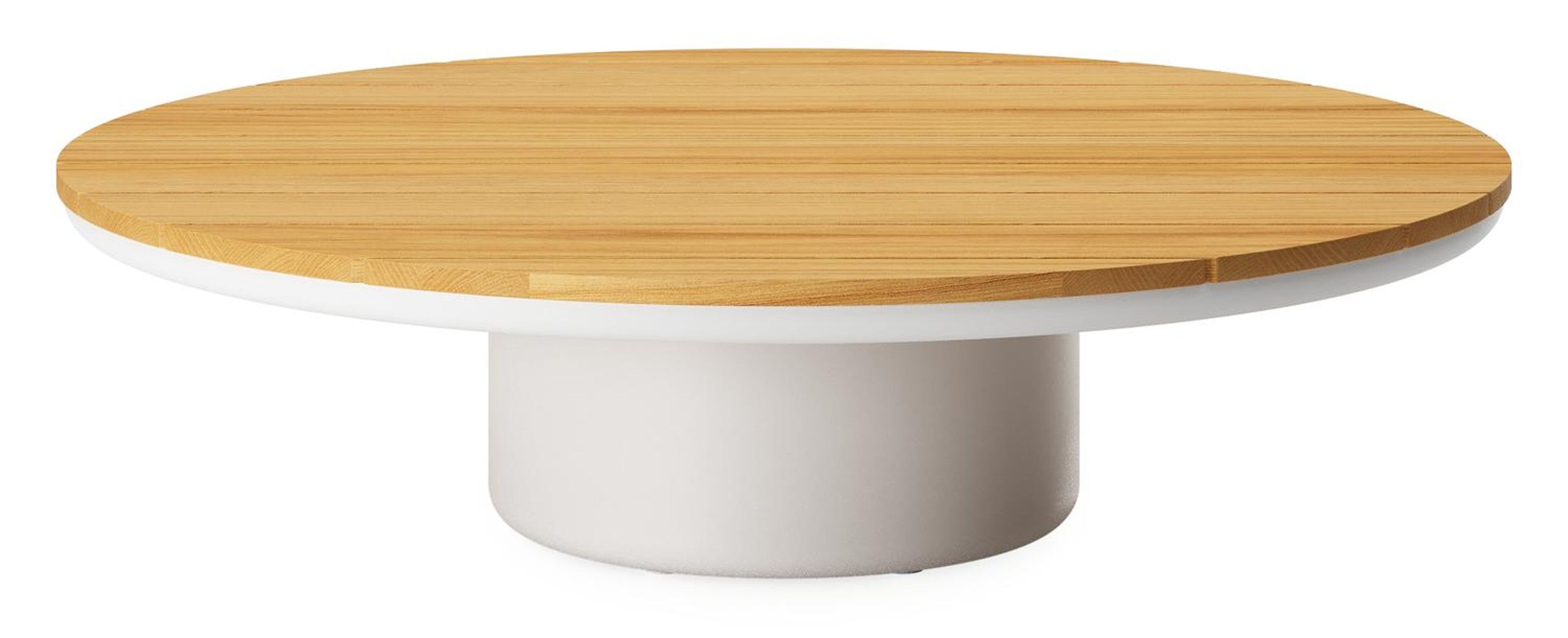Amico loungetafel rond in wit aluminium en teak - Dia. 110 x H 28 cm