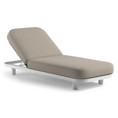 Chaise longue réglable Donato en aluminium blanc et coussin en all weather Solica firenze sand