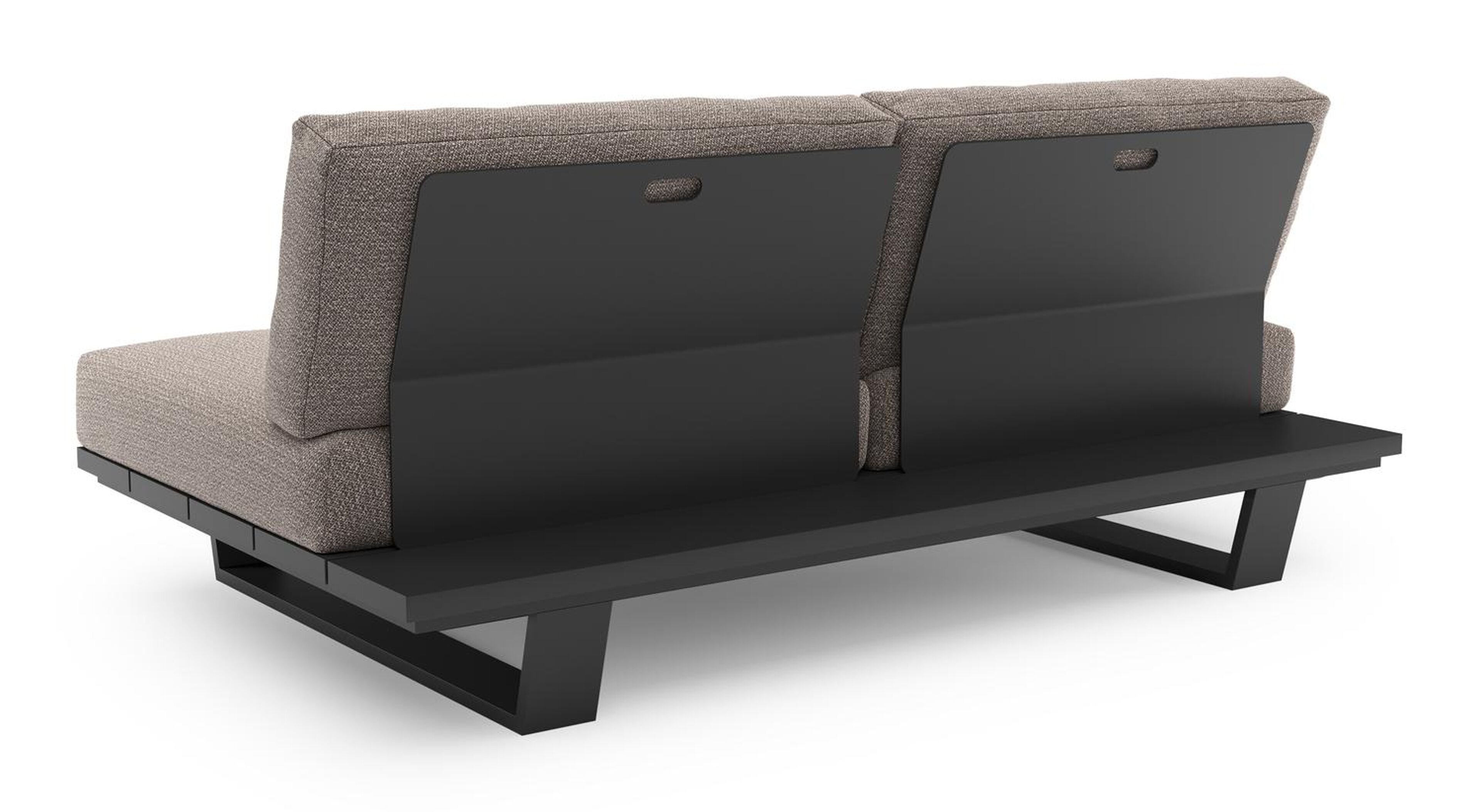 Pagino loungebank in zwart aluminium met wander granite all weather sunbrella® luxe kussen