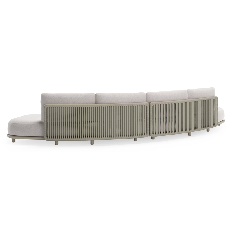 Lomano loungebank in beige aluminium en beige verticaal geweven luxe vlakke rope met Ego Eggshell all weather solica