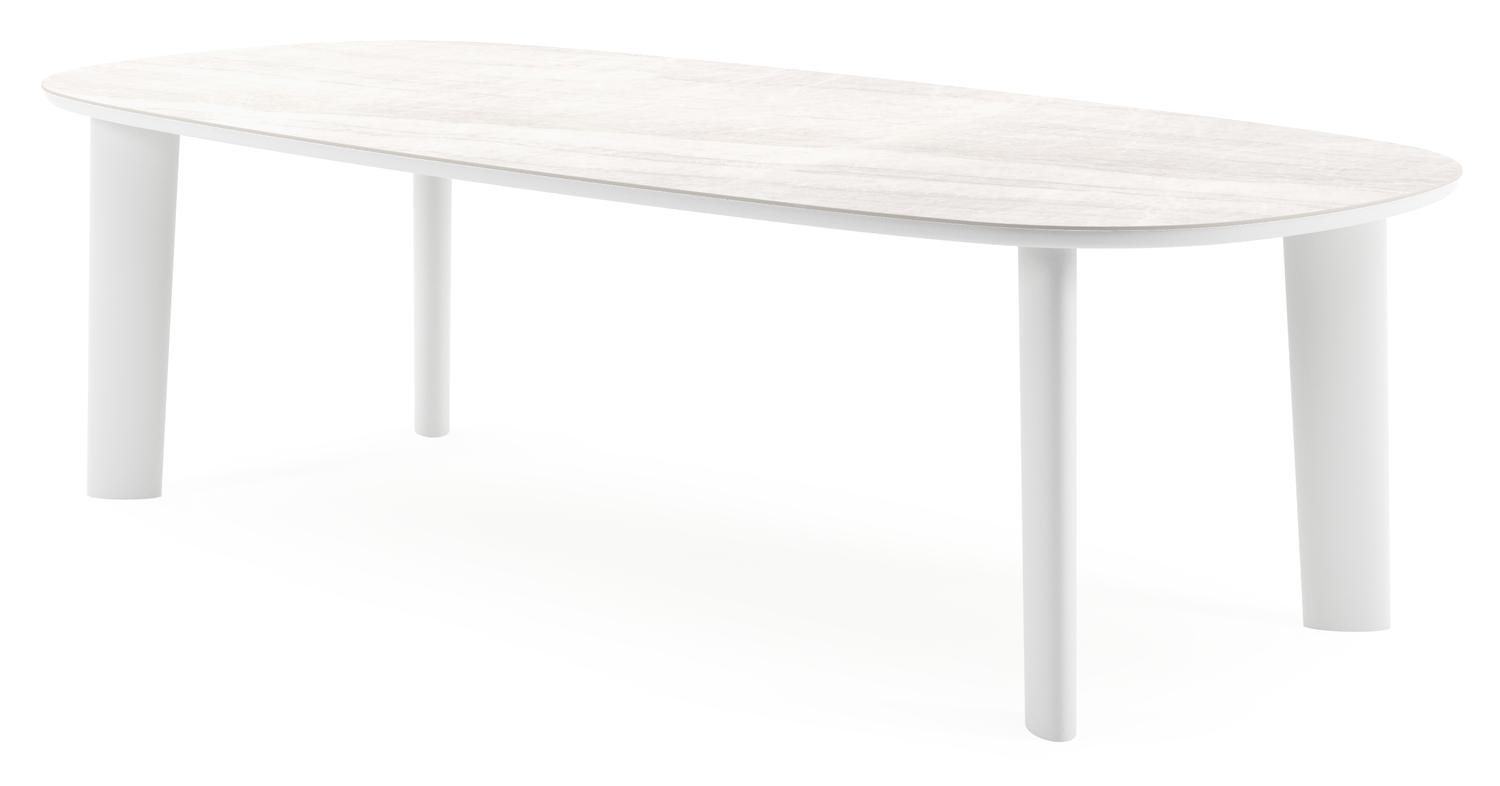 Amico tuintafel bombo in wit aluminium en volkeramiek Taj Mahal - L 270 x B 125 x H 73.5 cm