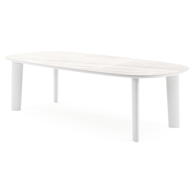 Amico tuintafel bombo in wit aluminium en volkeramiek Taj Mahal - L 270 x B 125 x H 73.5 cm