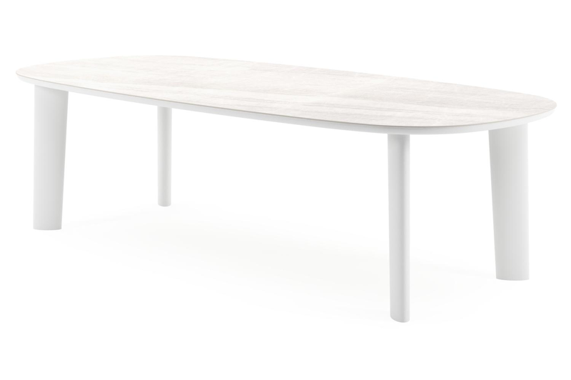 Amico tuintafel bombo in wit aluminium en volkeramiek Taj Mahal - L 270 x B 125 x H 73.5 cm