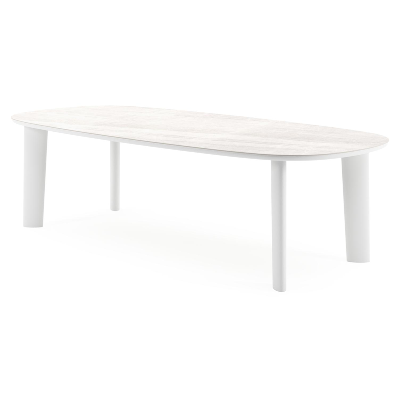 Amico tuintafel bombo in wit aluminium en volkeramiek Taj Mahal - L 270 x B 125 x H 73.5 cm