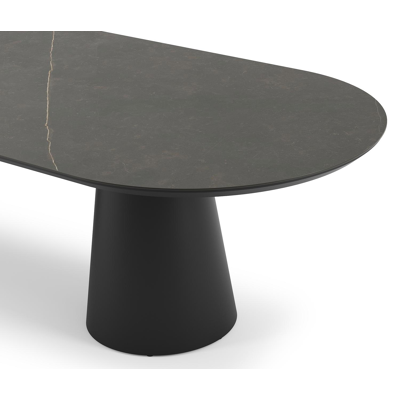 Donato tuintafel in zwart aluminium en volkeramiek calatorao - L 300 x B 110 x H 74 cm