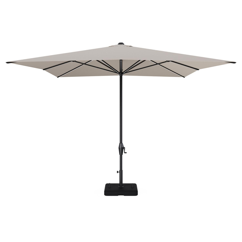 Viola staanparasol in zwart aluminium en beige Weather+ Softtouch parasoldoek - L1 300 x L2 400 cm met parasolvoet Intenso 60 kg